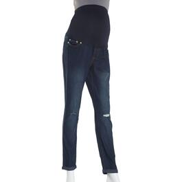 Womens Times Two Over The Belly Ripped Knee Maternity Jeans