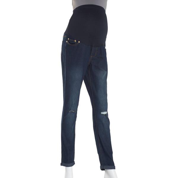 Womens Times Two Over The Belly Ripped Knee Maternity Jeans - image 