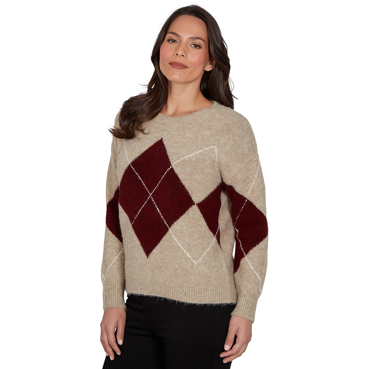 Plus Size Skye’s the Limit Fashion Essentials Argyle Sweater