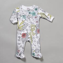 Baby Girl &#40;NB-9M&#41; Mini Hop Floral Sketch Zip Footie Pajama