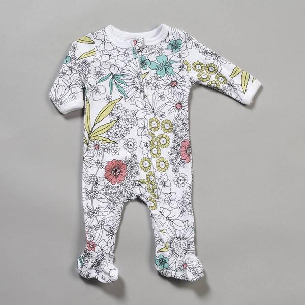 Baby Girl &#40;NB-9M&#41; Mini Hop Floral Sketch Zip Footie Pajama - image 