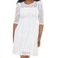 Womens Rabbit Rabbit Rabbit Puff Sleeve Illusion Neck Lace Dress - image 3