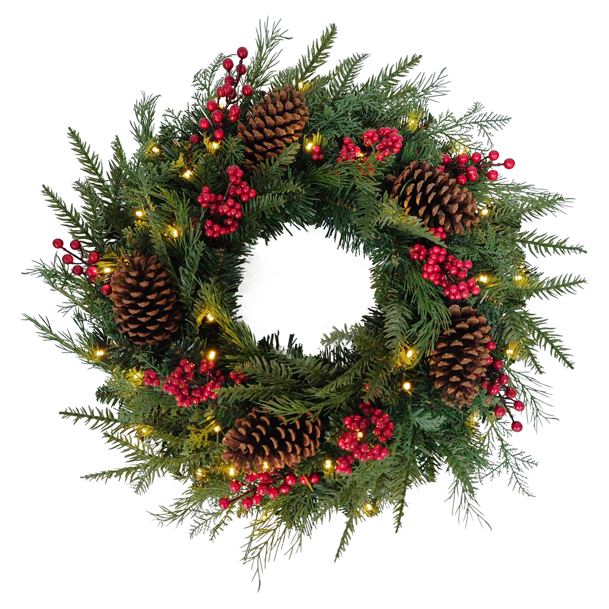 Puleo International Pre-Lit Warm White Adorned Wreath