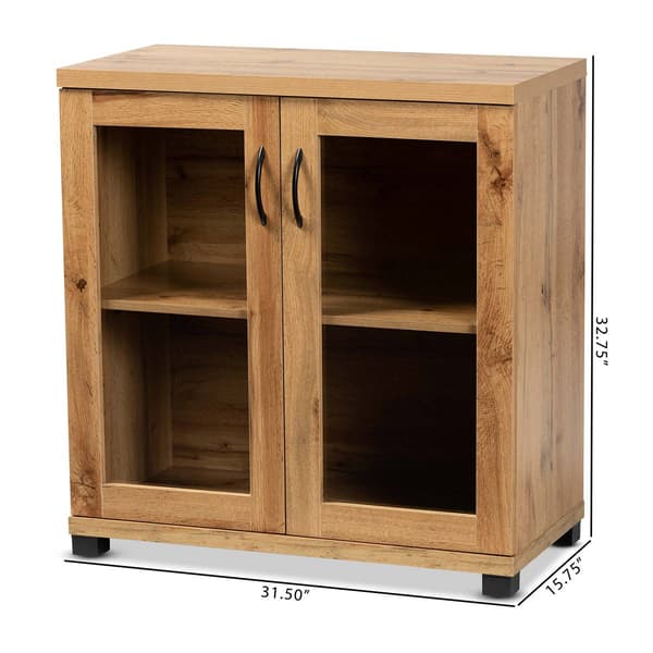 Baxton Studio Zentra Oak Brown Wood 2-Door Storage Cabinet