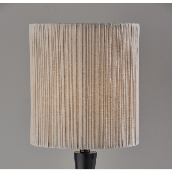 Adesso Amos Table Lamp with Soft Pleated Oatmeal Linen Shade