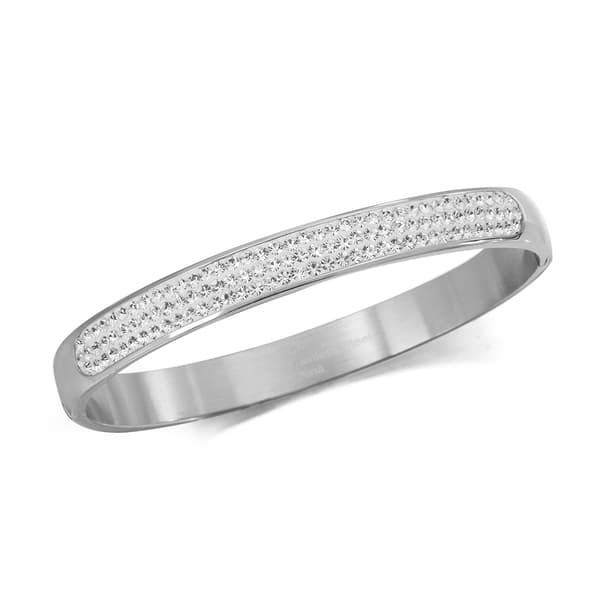 Stainless Steel Clear Crystal Bangle Bracelet - image 