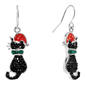 Athra Fine Silver Plated Crystal Christmas Cat Drop Earrings - image 1