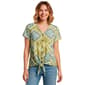 Womens C''est La Vie Short Sleeve Tie Front Paisley Blouse - image 1