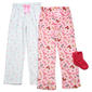 Girls (7-16) Sleep On It(R) 2pk. Paris/Hearts Pajama Pants w/ Socks - image 1