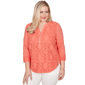 Petites Alfred Dunner Resort Living Textured Lace Scroll Henley - image 1