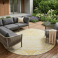 HomeRoots Gold & White Round Abstract Non Skid Area Rug - image 1