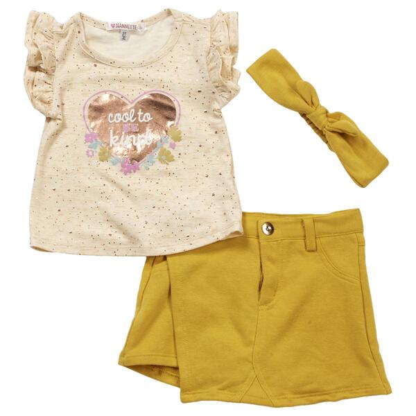 Toddler Girl Nannette 3pc. Ruffle Sleeve Kind Top & Skort Set - image 