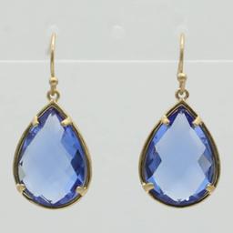 Ashley Cooper(tm) Blue Teardrop Crystal Earrings