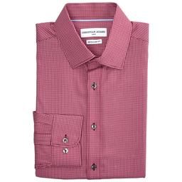 Mens Christian Aujard Regular Fit Checkered Dress Shirt-Burgundy