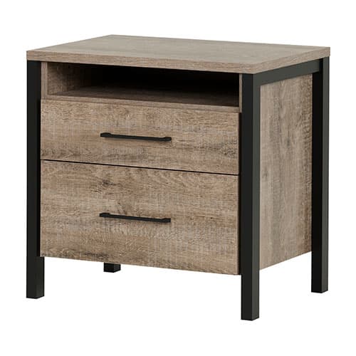 South Shore 2-Drawer Nightstand-Weathered Oak