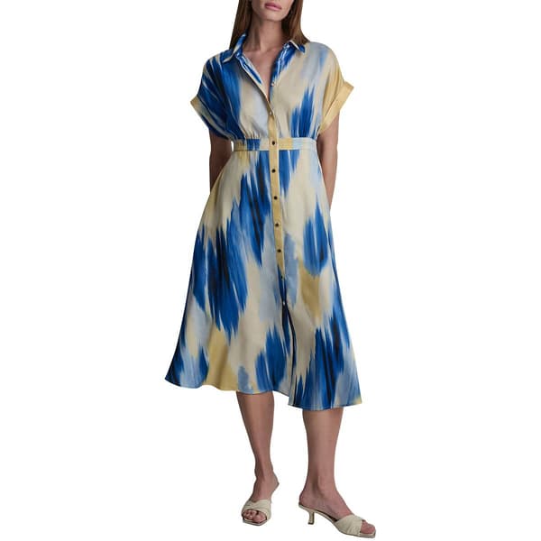Womens DKNY Sport Short Sleeve Abstract Shirtdress