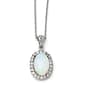 Sterling Silver Synthetic Opal & CZ Pendant Necklace - image 1