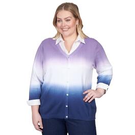 Plus Size Alfred Dunner Lavender Fields Ombre Cardigan 2Fer