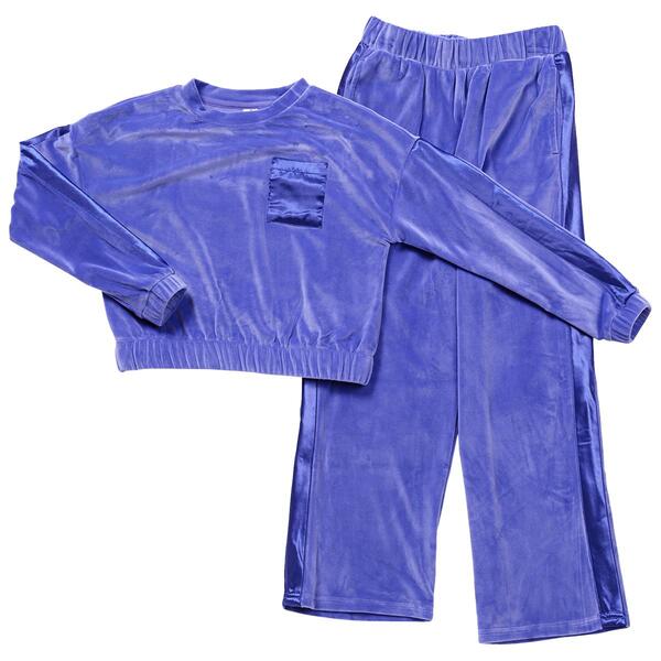 Girls &#40;7-14&#41; Yogalicious&#40;R&#41; Velour Pullover & Straight Leg Pants - image 