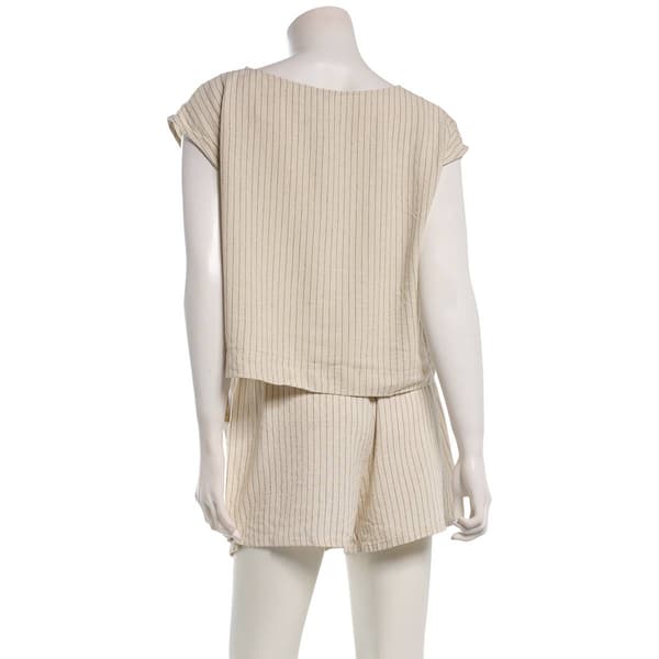 Juniors Hunter & Brown Linen Stripe Shorts Set