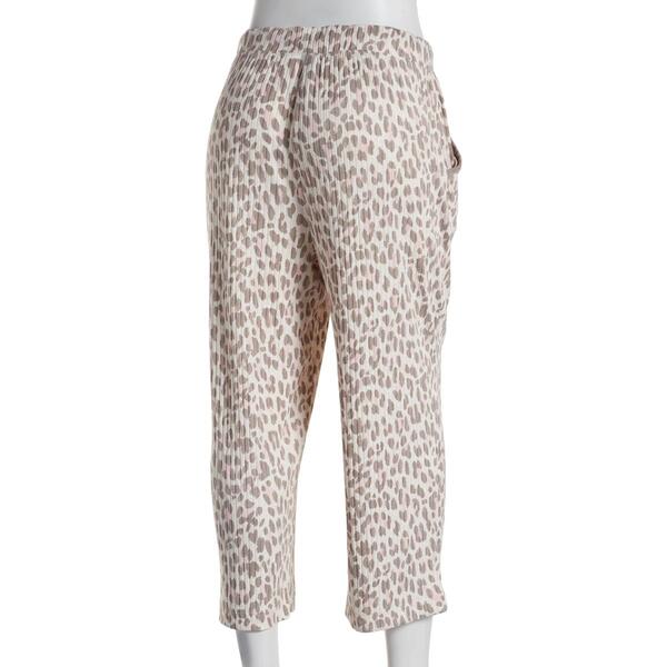 Womens Jaclyn Bria Leopard Ribbed Capris Pajama Pants
