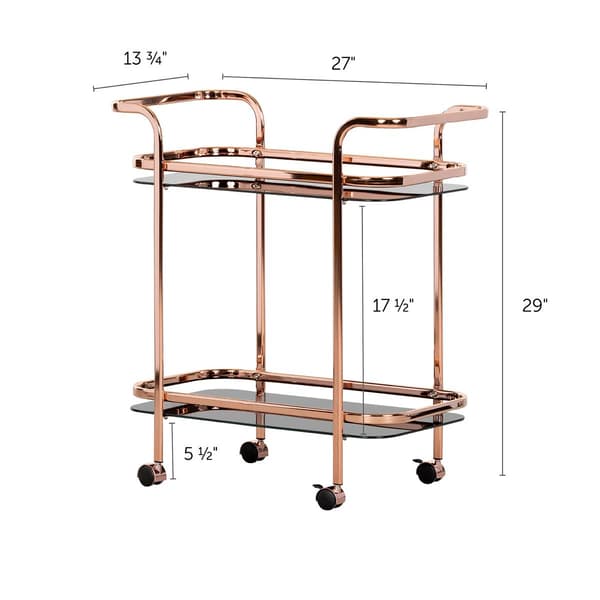 South Shore Maliza Rose Gold and Glass Bar Cart