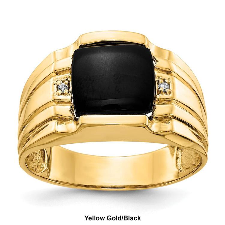 Mens Gentlemen’s Classics™ 14kt. Gold Onyx Diamond Textured Ring
