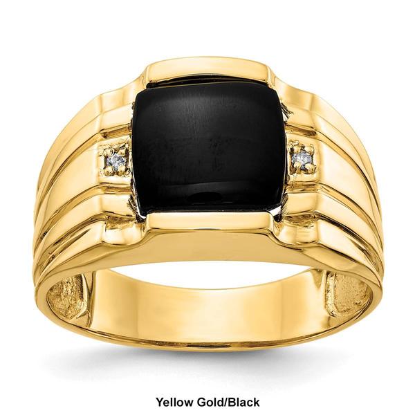 Mens Gentlemen’s Classics™ 14kt. Gold Onyx Diamond Textured Ring