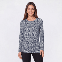 Womens Preswick & Moore® Long Sleeve Floral Leaf Tee