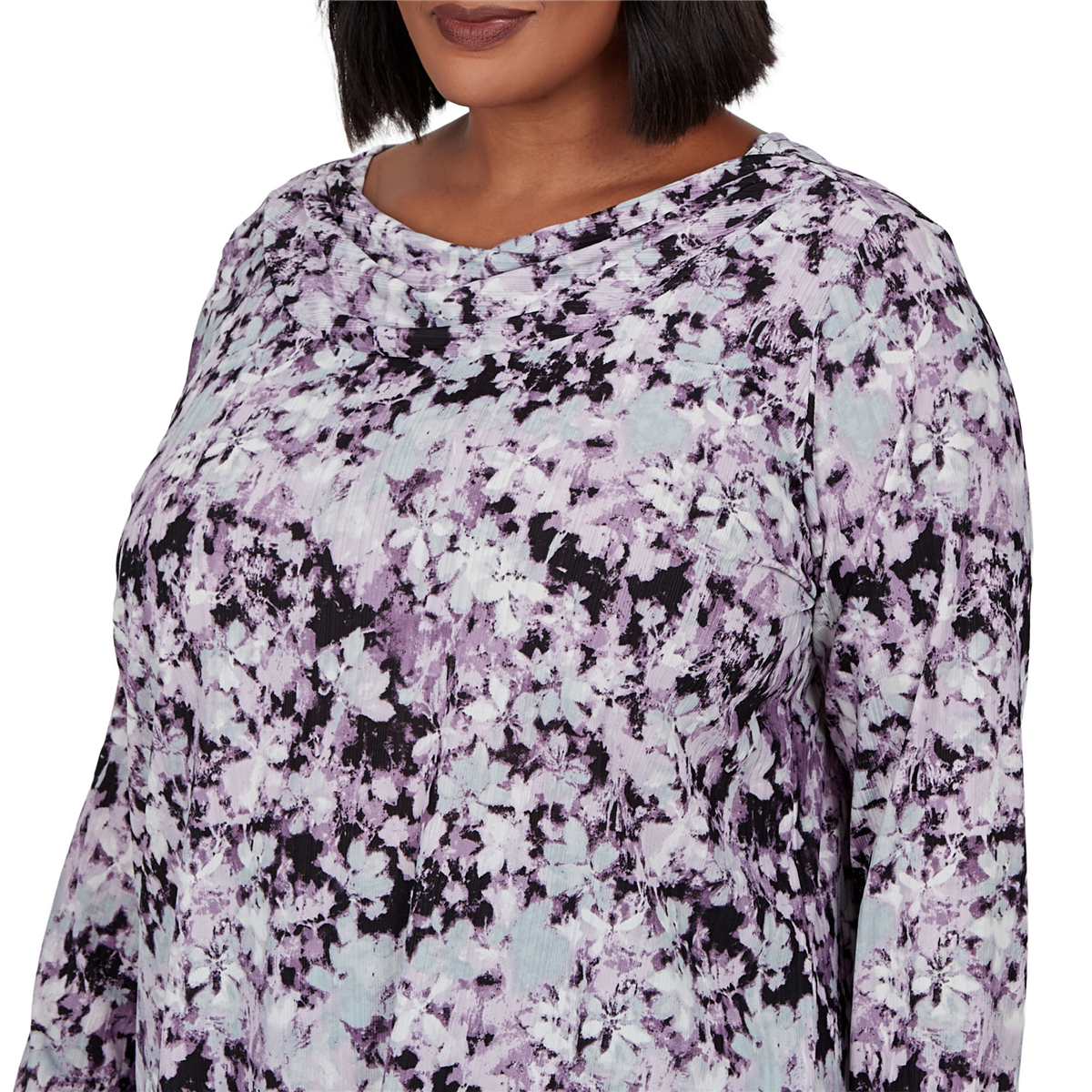 Plus Size Emaline Lavender Revelry Abstract Floral Blouse