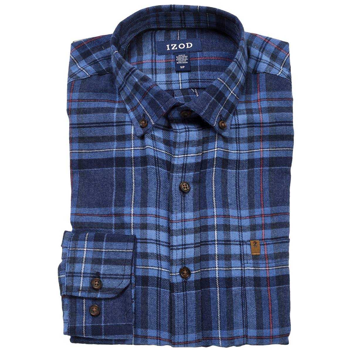 Mens IZOD® Plaid Flannel Shirt - Medieval - Boscov's