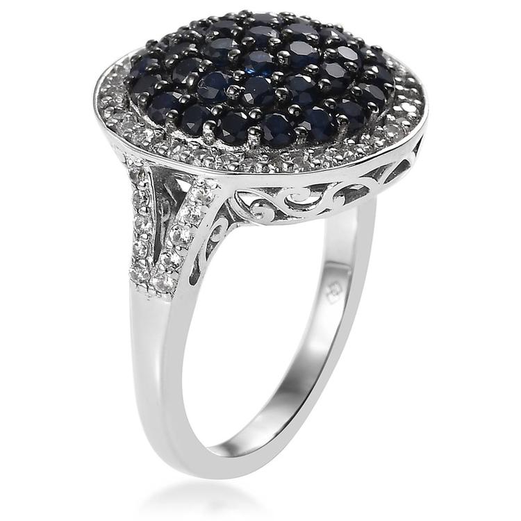 Gemstone Classics™ Blue Sapphire with White Zircon Cluster Ring