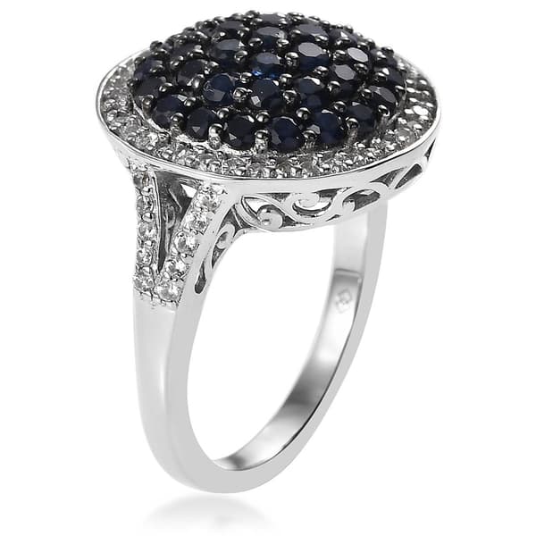 Gemstone Classics™ Blue Sapphire with White Zircon Cluster Ring