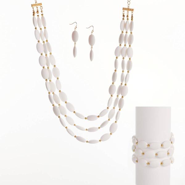Ashley Cooper(tm) Gold Plated Beaded Necklace/Bracelet/Earring Set - image 