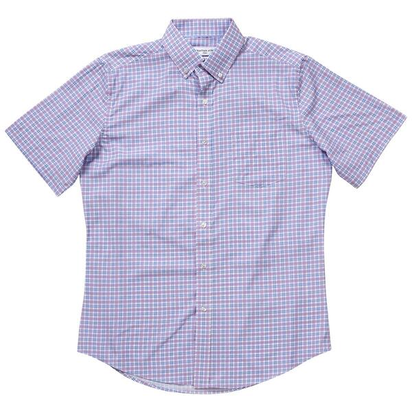 Mens Christian Aujard Short Sleeve Plaid Dress Shirt - Pink/Blue - image 
