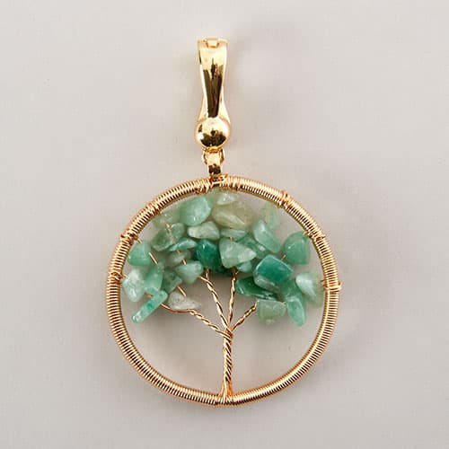 Wearable Art Gold-Tone & Green Tree of Life Enhancer - image 