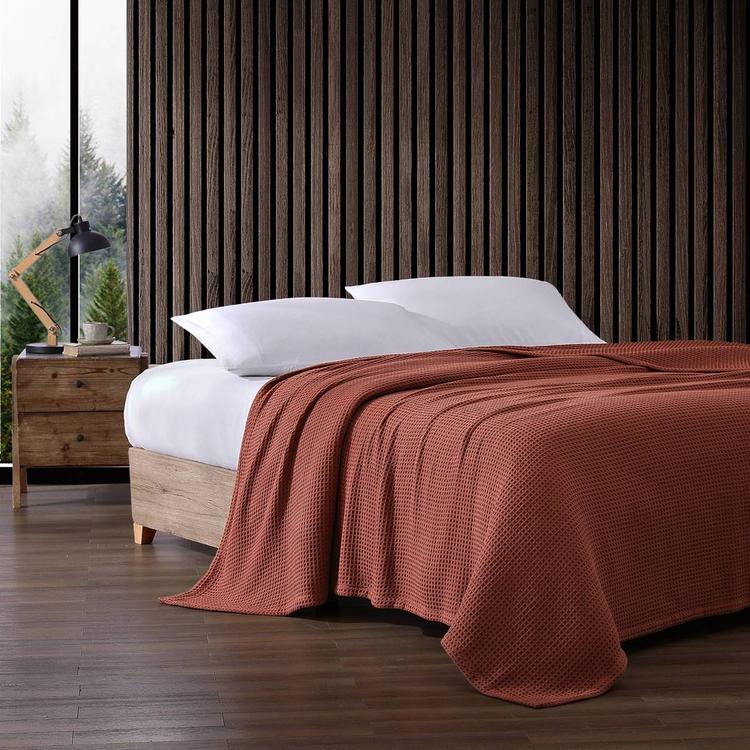 Eddie Bauer Solid Waffle 100% Cotton Blanket