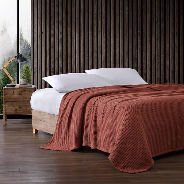 Eddie Bauer Solid Waffle 100% Cotton Blanket