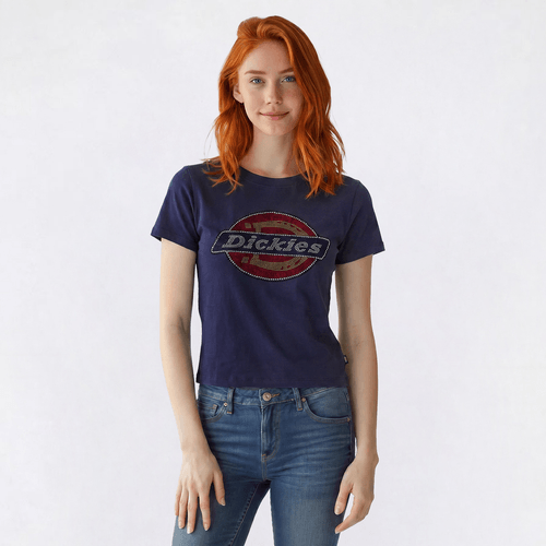 Juniors C-Life Sequin Dickies Logo Baby Tee - image 