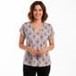 Womens Bobeau Short Sleeve V-Neck Damask Tee - image 1