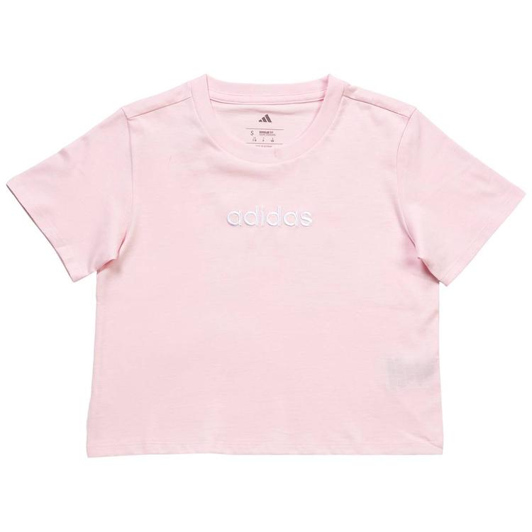 Girls (7-16) adidas(R) Embroidered Linear Logo Short Sleeve Tee