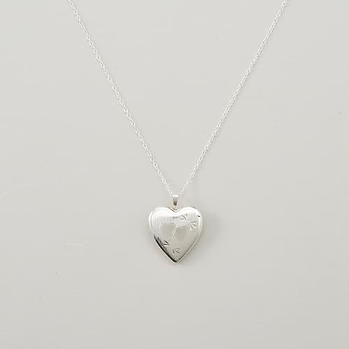 Sterling Silver Double Heart Locket Pendant Necklace