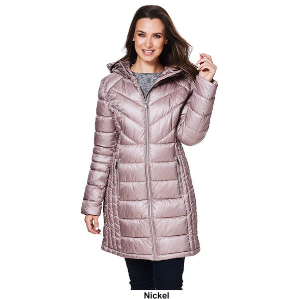 Womens Kenneth Cole&#174; 3/4 Packable Puffer Coat w/Hood