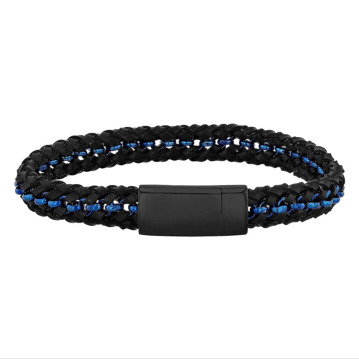Mens Gentlemen’s Classics™ Black/Blue Link Bracelet