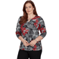 Womens Alfred Dunner Classics 3/4 Sleeve Keyhole Floral Blouse - image 1