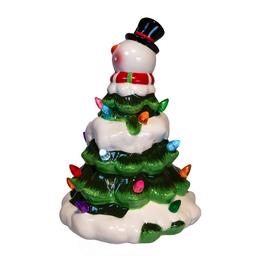 Kurt Adler 9in. Battery-Operated Ceramic Light-Up Snowman Tree