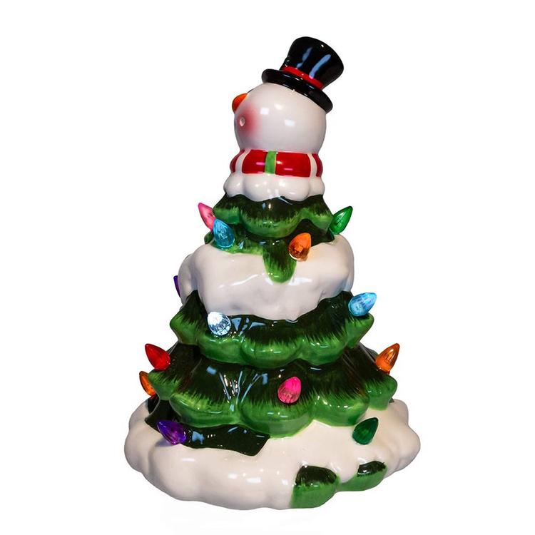 Kurt Adler 9in. Battery-Operated Ceramic Light-Up Snowman Tree