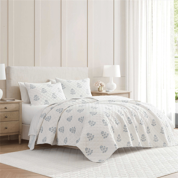 Martha Stewart Flower Block Print Quilt Set