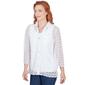 Womens Ruby Rd. By the Sea 3/4 Sleeve Lace Button Down Blouse - image 3