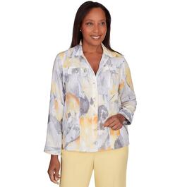 Petite Alfred Dunner Charleston Abstract Watercolor Jacket